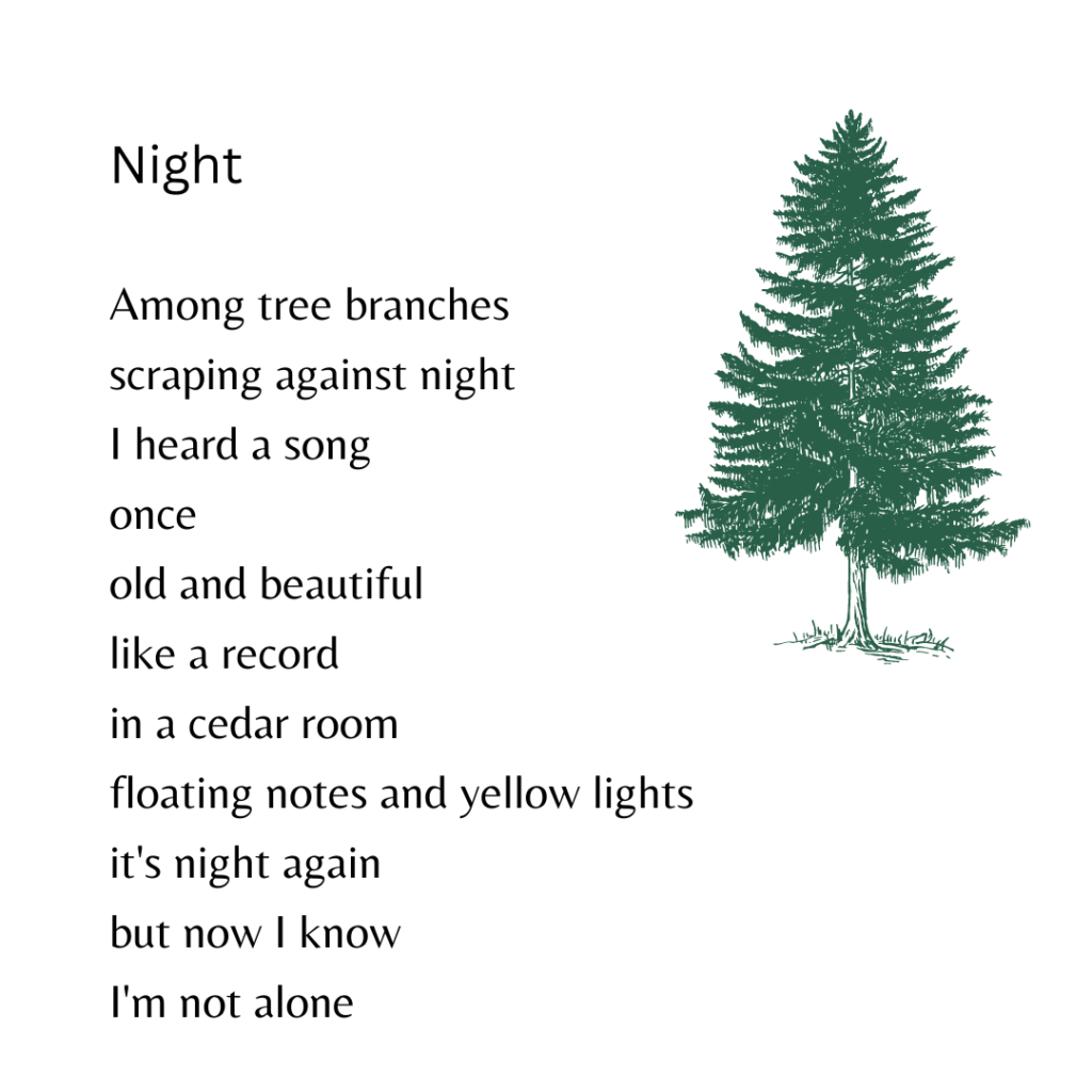 Poem about God with Pine Tree Image