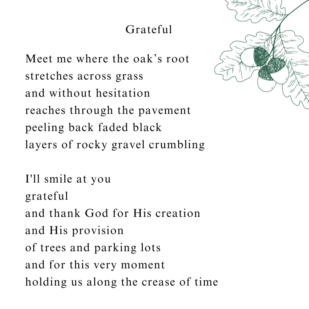 poem about gratitude with acorns and oak