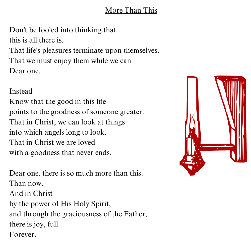 Poem called More Than This with lantern